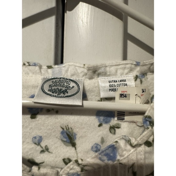 Vintage Laura Ashley Blue Floral Long Nightgown XL Cottage Core NWT 80s/90s‎ NOS - Picture 14 of 16